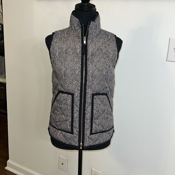 J. Crew Puffer Vest, Herringbone Print, sz XXS. - Picture 1 of 10